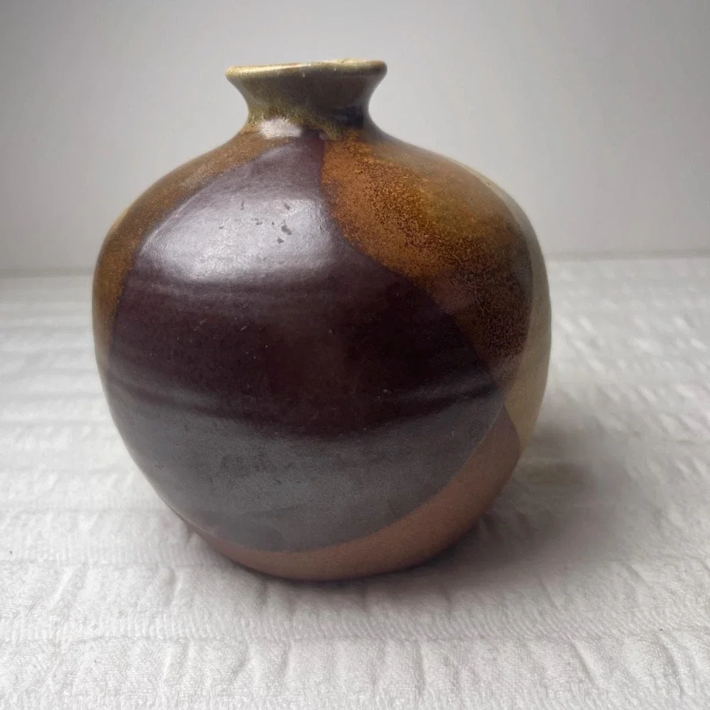 Vintage MCM Robert Maxwell 1960s Ceramic Art Pottery Bus Weed Vase 4 1/2in